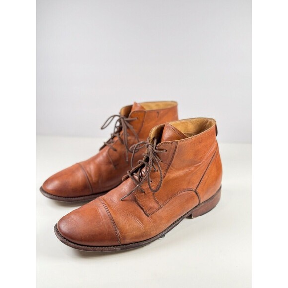 Leonardo Mens Boots Brown Leather Combat Ankle Bootie Italian Outdoor 44 US 11.5 main image 9
